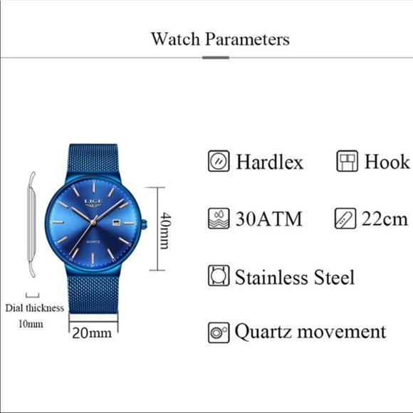 New Quartz Full Blue Mesh Stainless steel watch? main image 5